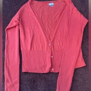 Pink Button-up V-Neck Cardigan